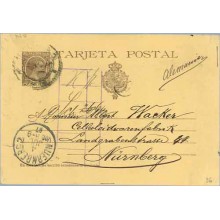 1897. Pelón.10 c. castaño. Bilbao a Nuernberg y llegada (Laiz 36) 34€