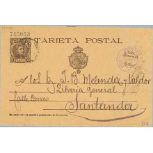 1902. Cadete.10 c. castaño. Bilbao a Santander. Mat. Ambulante (Laiz 37A) 90€