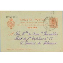 1919. Medallón.10 c. rojo s. azulado. Arenys de Mar a S. Andrés de Palomar. Mat. Arenys de Mar (Laiz 53) 3€