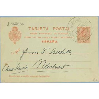 1920. Medallón.10 c. rojo s. gris. Cornellá, Barcelona a Nachod, Checoslovaquia. Mat. Cornellá (Laiz 53D) 24€