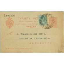 1921. Medallón.10 c. rojo. Madrid a Barna. Mat. Madrid (Laiz 53DFa) 56€
