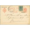 Medallón.10 c. rojo + 5 c. verde. Medallon (Ed. 268) S. Feliu de Guixol a Barcelona. Mat. S. Feliu de Guixol (Laiz 53Fa) 40€
