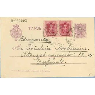 1926. Vaquer.15 c. + 5 c. + 5 c. rojo. Vaquer (Ed.311) Barcelona a Enfunt, Alemania. Mat. Barcelona (Laiz 57Fc) 60€