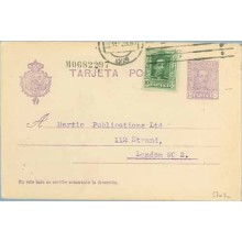 1928. Vaquer.15 c. lila.numeración tipo II + 10 c. verde. Vaquer (Ed. 314) Madrid a Londres. Mat. Madrid (Laiz 57nFc) 35€