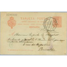 1905. Cadete.10 c. rojo. Martorell a Bruselas. Mat. Ambu (Laiz 47) 20€